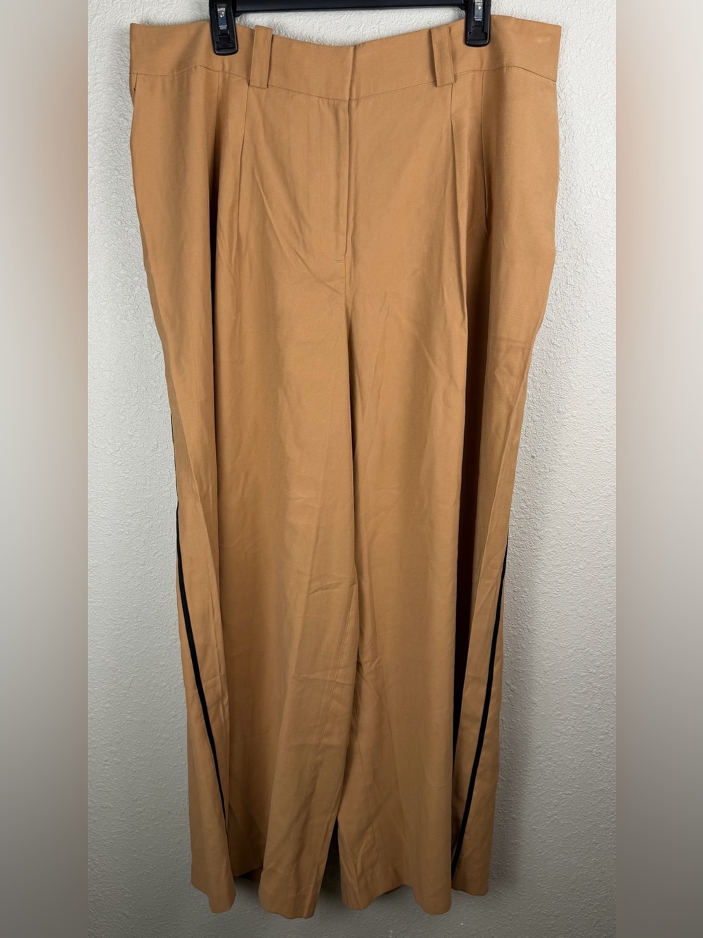 Lane Bryant Wide Leg Pants Womens 18 Camel Brown Black Side Stripe NWT